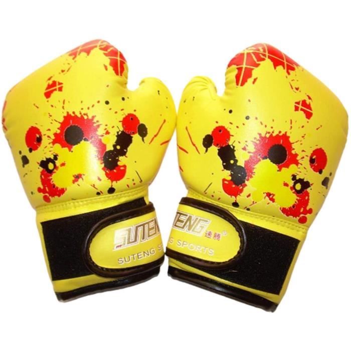 Gants De Boxe Enfant – Cuir PU, 172 G, Taille Unique – Bleu, Rose, Jaune – Pour Sac De Frappe, Kickboxing, Muay Thai – 3 à 11 Ans