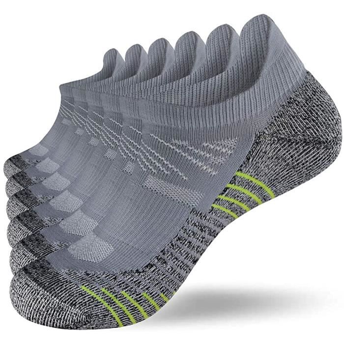 Cooplus Lot de 6 paires de socquettes athlétiques en coton pour homme - Rembourrées et respirantes - Avec soutien de la voûte plantaire, Noir - 6 paires, Taille unique