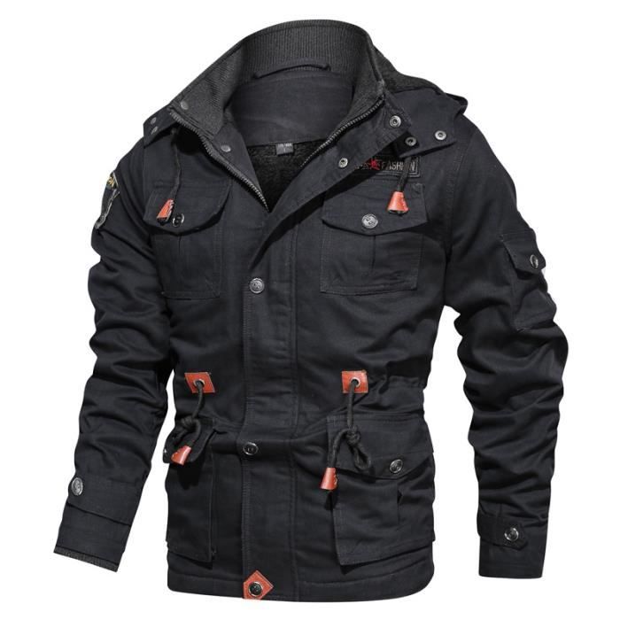 Parka Manteau Homme à Capuche Hiver Veste Marque Luxe Manteau Fourrure Chaud  épaissir Hiver NOIR Noir - Cdiscount Prêt-à-Porter