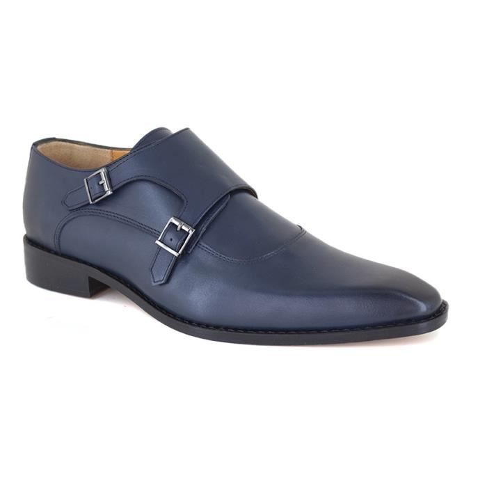 chaussures richelieu homme bleu - j.bradford - botín style derby à deux boucles en cuir