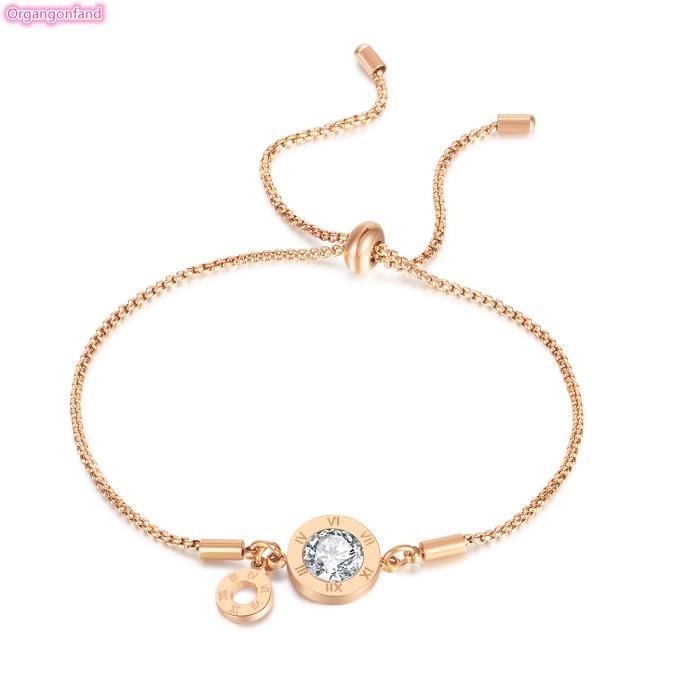 Parure Bijoux Femme Chiffres Romains - Collier Bracelet Boucles D'Oreilles Zirconium Acier Inoxydable Plaqué Or 18K - Cadeau Élégant Mariage Soirée