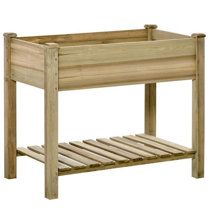 Outsunny - Jardinière sur Pieds - Bois de sapin - 91x51x76cm - Vert