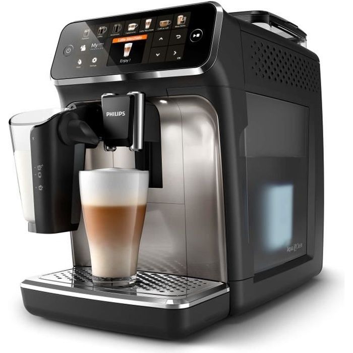 Philips Machine à expresso automatique série 5400, système de lait LatteGo, écran tactile, noir (EP5447/90)