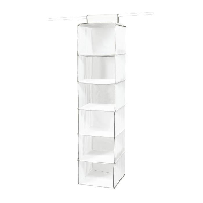 Etagère souple pour pulls WOS blanche à 6 niveaux 30x30x128 cm
