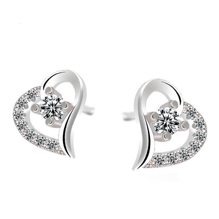 925 argent plaqué Femmes Boucles D'oreilles Fashion Jewelry Crystal Ear Stud Clip Boucles D'oreilles 