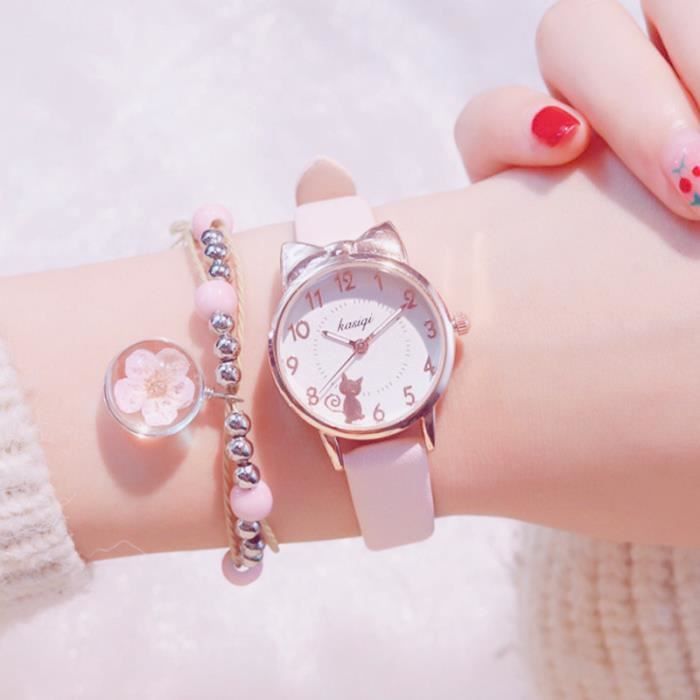 Coffret Montre Fille Bracelet - Cadeau pour enfants Chat jolie