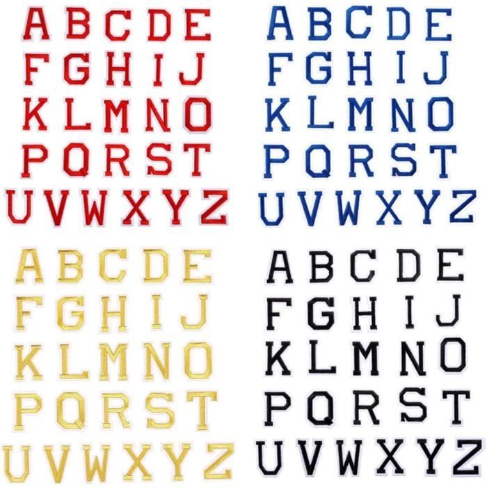 Lot De 52 Lettres à Coudre – Patchs Thermocollants A-Z Bordure Noire – Pour Customiser Vêtements, Sacs – Taille ~5x4 Cm