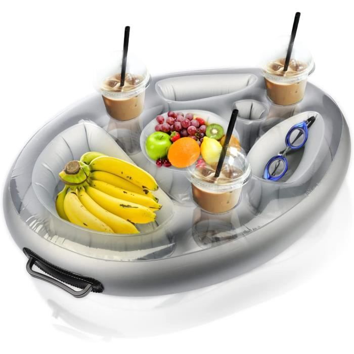 Porte-Gobelet Gonflable Piscine Bar Flottant 8 Trous - Support Boissons & Collations Plateau Flottant Pour Fêtes Été Plage