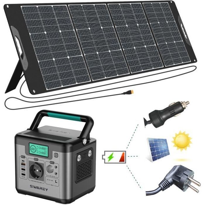 SWAREY Générateur Solaire Portable 518Wh avec Panneau Solaire 200W kit  solaire 220v Charge Rapide Batterie Externe - Cdiscount Informatique