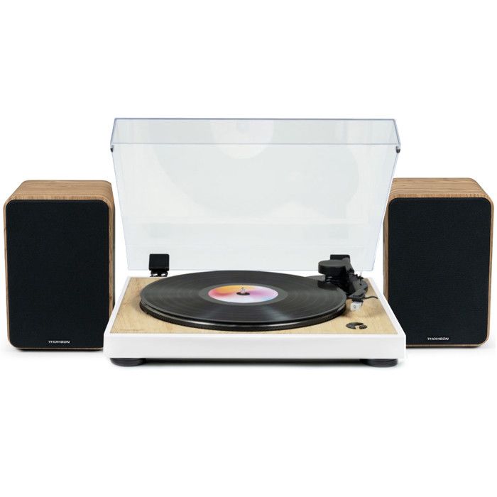 Tourne Disque Pré amplifié Thomson TT301 Finition BOIS 3345 tours Lecture et retour du bras auto. Enceintes Bois - vue 6