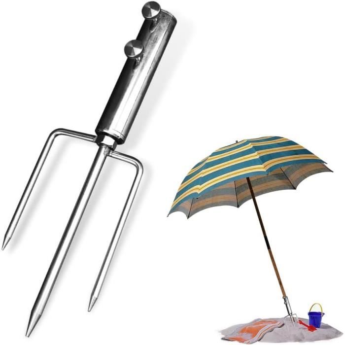 Support De Parasol De Plage Amovible - 36cm, Acier Inoxydable, Pieds Triangulaires Pour Une Meilleure Stabilité