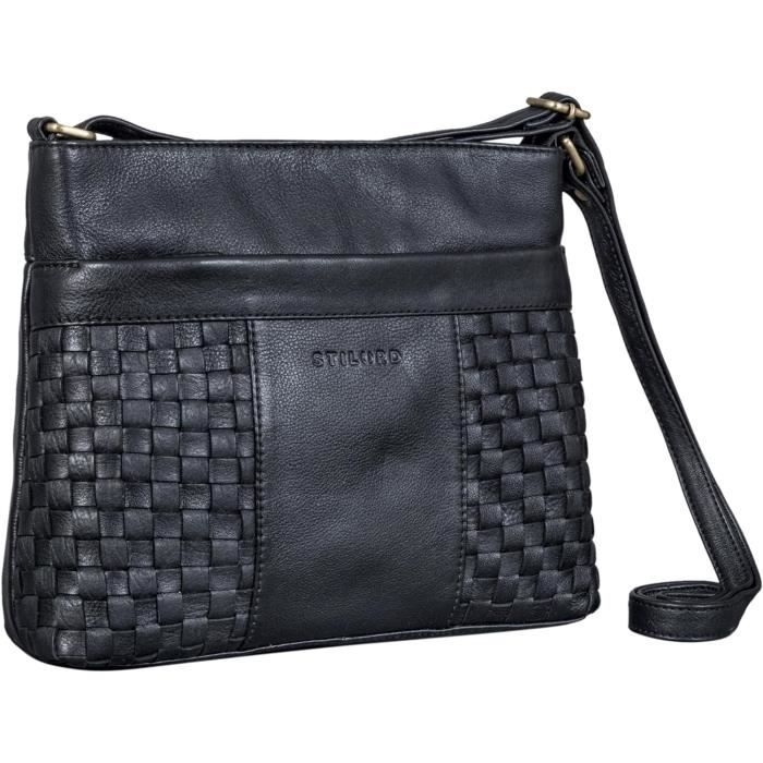 Grand sac à bandoulière en cuir tressé pour dames