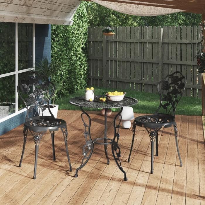 vidaXL Ensemble de Bistro 3 pcs Salon de Jardin Table et Chaises de Patio Mobilier de Terrasse Meubles dExtérieur Aluminium 317739