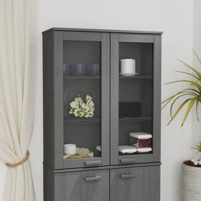 vidaXL Dessus de buffet HAMAR Gris foncé 85x35x100 cm Bois de pin 340506