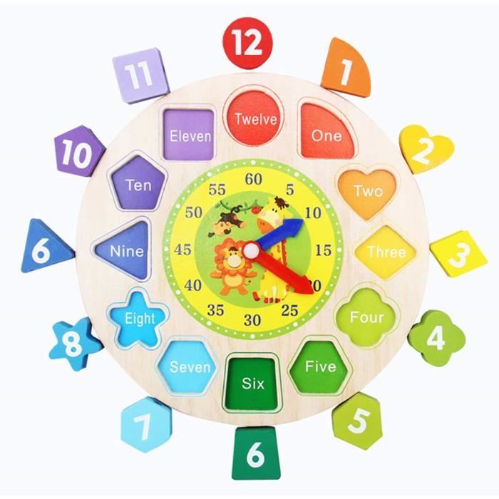 Horloge de Tri en Bois avec Nombres et Forme Horloge Temps d