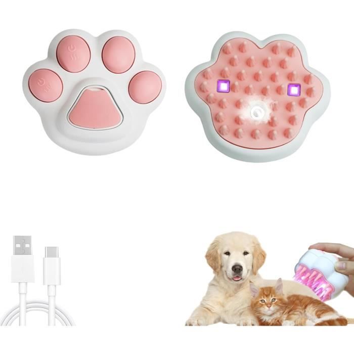 Brosse Vapeur Pour Chat Et Chien 3 En 1 - Massage, Nettoyage, Démêlage - Rechargeable USB - Pour Poils Longs/courts
