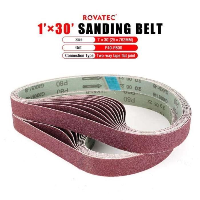 10 Bandes Abrasives 760x25mm - Grain 60-180 Pour Ponceuse à Bande - Oxyde D'Aluminium