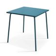 Table de jardin et 4 fauteuils empilables - 70 x 70 x 72 cm - Acier - Palavas - Bleu-1