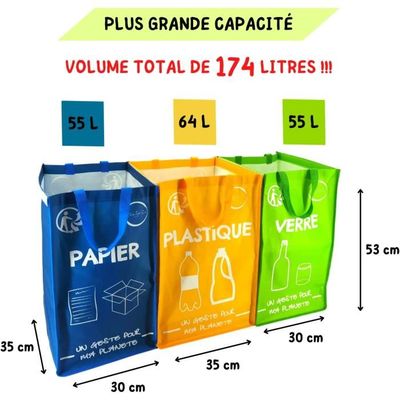 Sac jaune tri sélectif outlet contenance