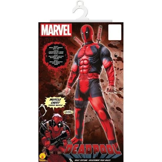 Déguisement Deadpool Officiel - Top Luxe Rembourré + Cagoule Pour Ado 14 Ans - Costume Super Héros