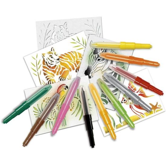 Blopens fluos pack de 5 feutres et 5 pochoirs