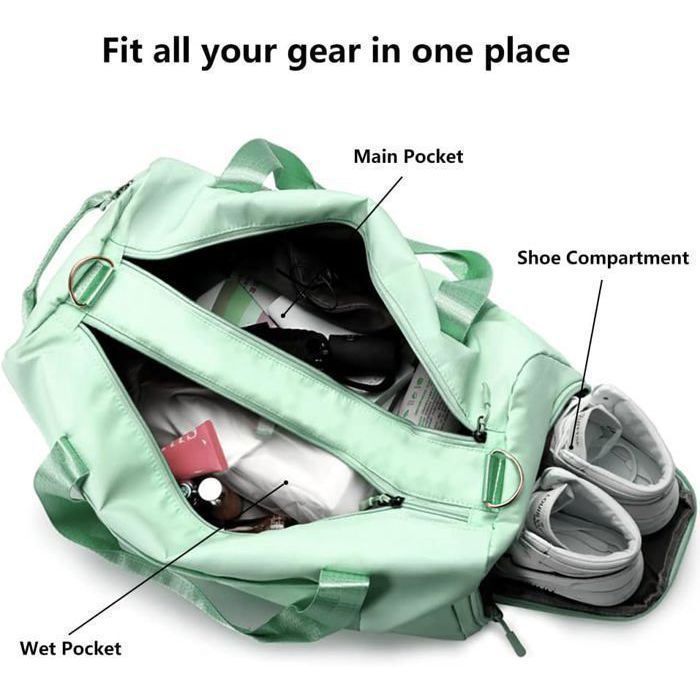 Sac De Sport Personnalisé LINMQIU - Broderie Nom/Logo - Poche Sèche/Humide - 49x24x25cm - Pour Fitness, Voyage