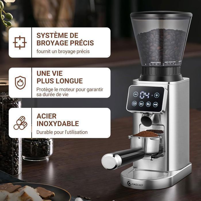 Moulin U00e0 Cafu00e9 Portable Alimentu00e9 Par Piles Avec 38 Ru00e9glages Ru00e9glables