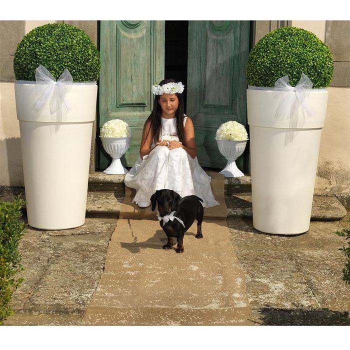 Pot De Fleur Sahara Plastique Cache Pot Blanc 44.5 Bac Interne Vase A