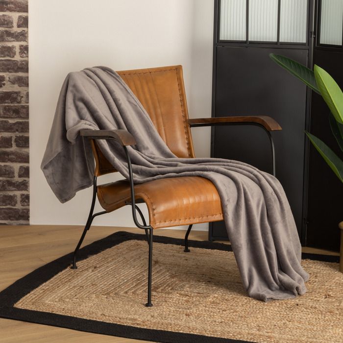 ATMOSPHERA CREATEUR D'INTERIEUR - Plaid Kiesa In Microfibra Beige - Coperta Da Divano O Letto 130x180cm - 3