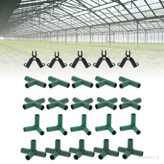 Lot De 20 Connecteurs Pour Serre – 5 Types, Tubes Ronds 16 Mm – En PVC Robuste – Pour Assemblage De Structure De Jardin