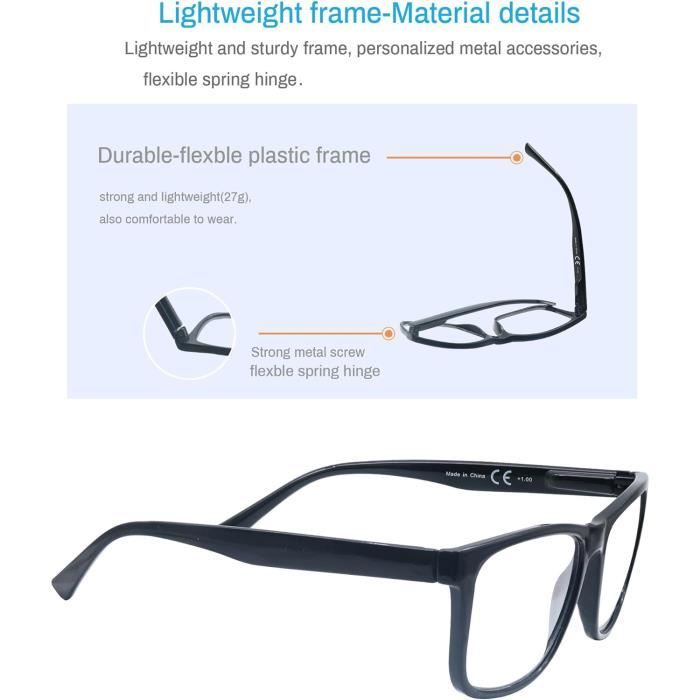 4 Paire De Lunettes De Lecture 1.25 Homme Femme Lunettes Loupe Monture Legere Branches A Ressort Lunettes De Vue Couleur Mel n624 Couleur1578 Achat Vente lunettes de lecture Neuf Cdiscount