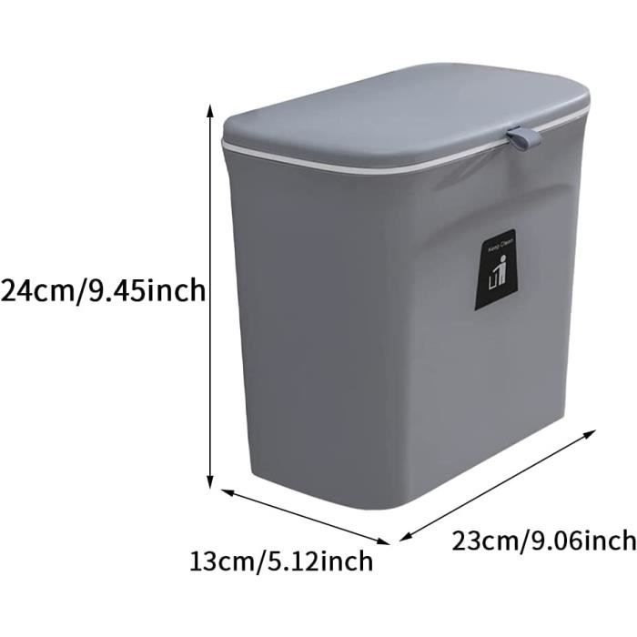Lot De 2 Poubelles Suspendues Cuisine 5L + 3L Avec Couvercle - Vert - Idéales Pour Tri Des Déchets