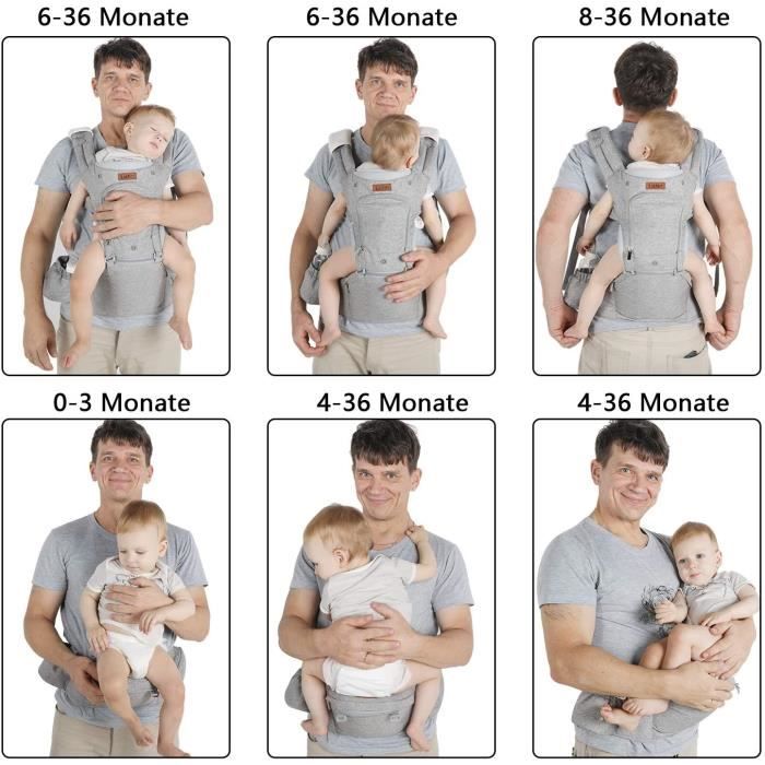 Lictin Porte-bébé ergonomique avec siège et capuche amovibles, ajustable et  respirant- Porte-bébé avec 2 serviettes et 1 chaîne téti - Cdiscount  Puériculture & Eveil bébé