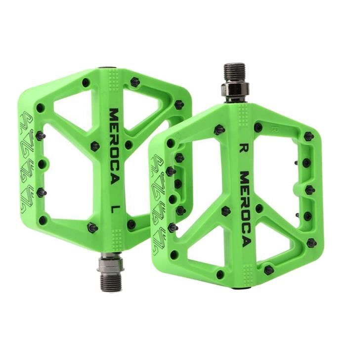 Pedale de Velo de montagne En Nylon Non Slip 9 16 Pouces Velo Flat Plate Forme Pedales pour Mountain Road BMX VTT Velo vert Cdiscount Sport