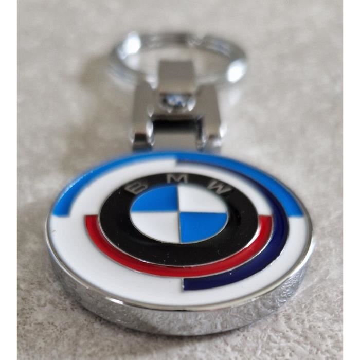 Porte-clés acier inoxydable rond BMW