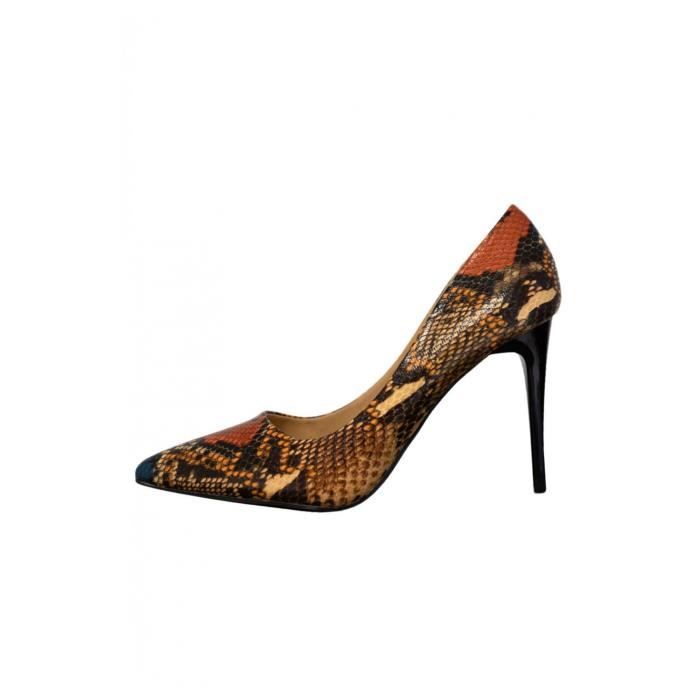 Escarpins Femme Bleu Talon Aiguille 9cm Motifs Serpent