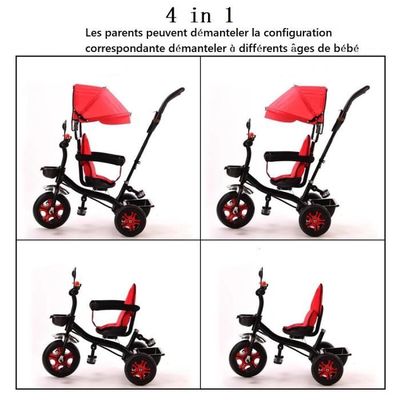 Tricycle Évolutif Bébé 5-en-1 – Siège Pivotant 360°, Capote Extensible, Panier, Poignée Parentale – Vert (81x60x95 Cm) – Dès 1 An Jusqu’à 25 Kg