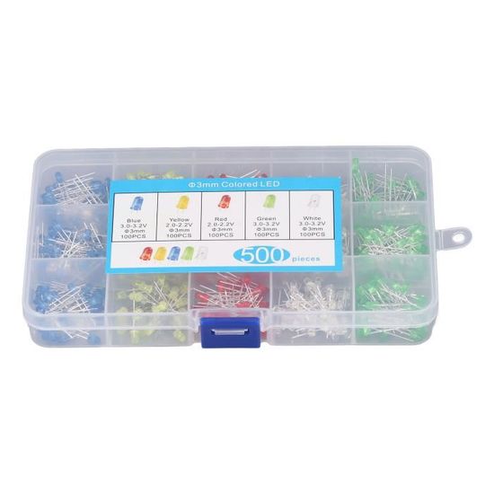 Trust-Ensemble de diodes lumineuses LED Diode jaune Diode LED 500Pcs bleu blanc pour projets de