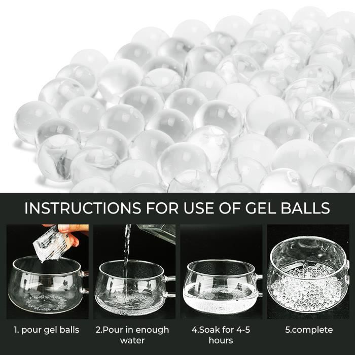 Perles d'eau, env 60000 Perle d'Eau Transparente, Bille d'eau Transparente  pour Plantes, Décoration et Remplissage de Vase - Cdiscount Maison