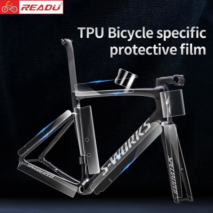 8 Films De Protection Cadre Vélo - Autocollants Anti-rayures PVC, Pour VTT, Route, BMX | Transparents/Noirs, Imperméables