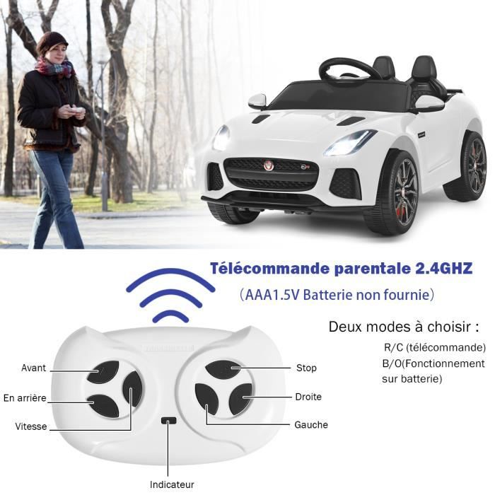 Voiture électrique Jaguar 12V Pour Enfant – Télécommande 2,4G, 3-5 Km/h, 1 Place, 25 Kg