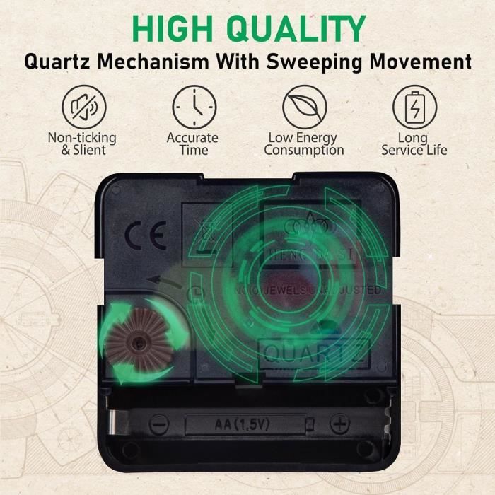 Horloge Murale Lumineuse VINILITE 30cm - Cadran Phosphorescent - Mouvement Silencieux - Pour Chambre Ou Cuisine