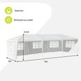 DREAMADE Tente de Réception 3x9 M Pliable en Tube Fer, Tonnelles en 5 Tissu PE, Pavillon de Jardin avec 3 Fenêtres pour Fête, Blanc-3