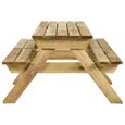 Table de pique-nique et bancs - Omabeta - Simplicité - brun - bois de pin, imprégné de vert - 220 x 122 x 72 cm(L x l x H) 740514812-3