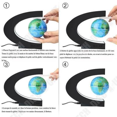 Globe Terrestre Lévitation Magnétique Surplex | Lumière LED | Base En C | Décoration Bureau Maison | Cadeau Science
