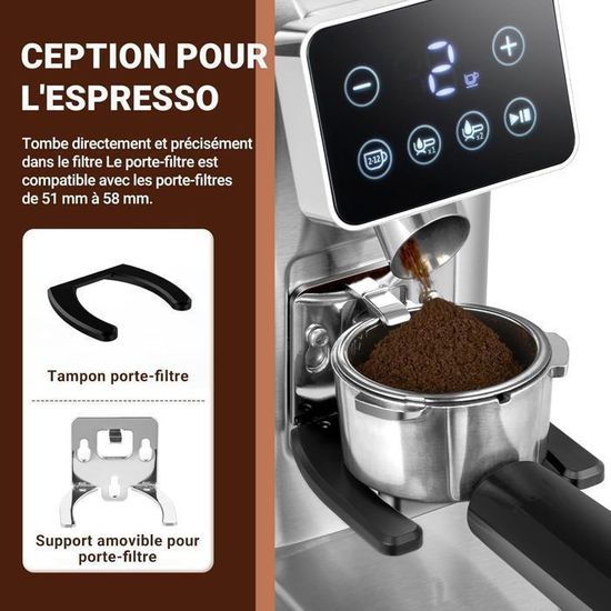 AMZCHEF Moulin A Café Électrique Avec Support Amovible Et Récipient | Écran Tactile LCD | 24 AMZCHEF Moulin A Café Électrique Avec Support Amovible Et Récipient | Écran Tactile LCD | 24