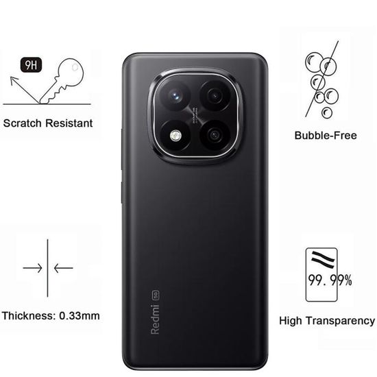 Protections Verre Trempé Pour Xiaomi Redmi Note 14 Pro+ 5G - 2 Écran + 2 Caméra Arrière, 9H Durété, Anti-Rayures | 3D, Haute Clarté, Installation Facile