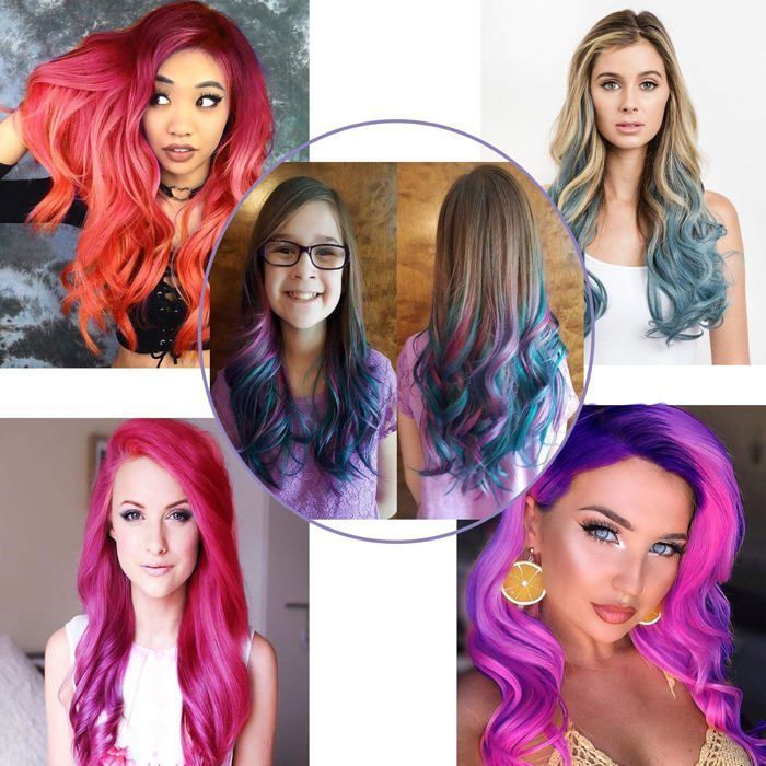 Nzkeuf Stylo Coloration Cheveux – Kit Craie Magique Pour Fille, Lavable Et Non Toxique – Cadeau Dès 4 Ans
