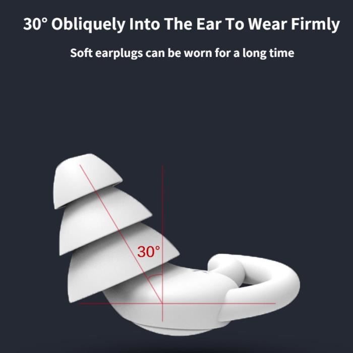 Bouchon d'oreille permanent en silicone triple isolation, rouge