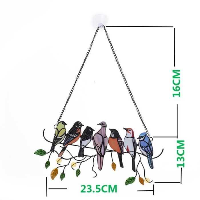 Oiseau Mural en Métal, Oiseaux Multicolores sur Branche, Statue Murale en form d'oiseaux pour Salon, Chambre, Jardin, Balcon - Maison